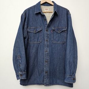 Levi's Blue Denim Sherpa Lined Haywood Button Up Shacket